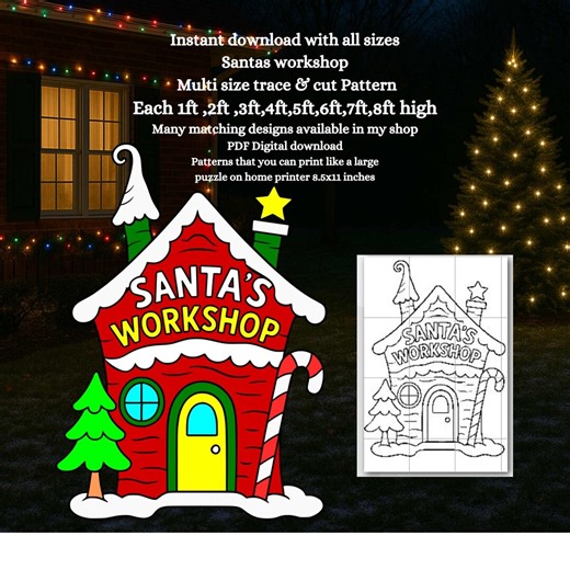 Life Size Santas Workshop Pattern PDF Template ,printable Trace and Cut, Christmas Silhouette Template, Stencils, Christmas Yard Decoration - Etsy Australia
