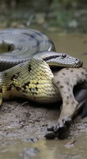 Giant Python Tries to Swallows Hyena #shorts