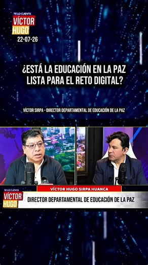 #DiálogoConVíctorHugo| ​¿ESTÁ LA EDUCACIÓN EN LA PAZ LISTA PARA EL RETO DIGITAL? ​El Director Departamental de Educación de La Paz, Víctor Hugo Sirpa, admitió abiertamente que la integración tecnológica y el acceso a internet representan una de las principales debilidades que enfrenta el sistema educativo en la región. La autoridad enfatizó la necesidad urgente de fortalecer áreas clave como la robótica, la conectividad y la capacitación digital en las aulas, subrayando que responder a los desaf