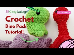 How to Crochet a Mini Dino Trio (Left-Handed) | Mini Dino Crochet Bundle Tutorial
