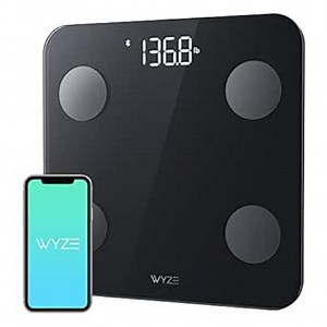 Wyze Scale S, Scale for Body Weight, Digital Bathroom Scale for Body Fat, BMI, Muscle, Heart Rate, Body Composition Analyzer with App, Batteries Included, Bluetooth, 400 lb, Black