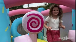 Amazon.com: House of the Bounce Candy-Themed Bounce House | Sweet Adventure Inflatable Obstacle Course with Cake Slide | 15 x 7 ft Pastel Jumping Castle for Kids | Perfect for Birthday Parties : Toys & Games