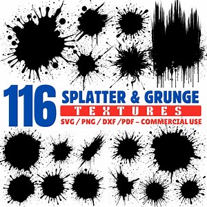 Laser Engrave Files Splatter Grunge Svg Png Pdf & Dxf Bundle Instant Downloads - Etsy