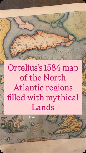 Explore Abraham Ortelius’s famous map of the northern Atlantic regions titled: Septentrionalium Regionum Descrip. This antique map is from the Theatrum Orbis Terrarum, the first modern atlas and shows Britain, Scandinavia, Iceland, Greenland and parts of North America in great detail. The map also shows many mythical islands: the islands of Hy Brasil & st Brendan from Celtic mythology, Drogeo believed to represent Newfoundland, Frisland which is just off the coast of Iceland, and Groclandt. The