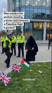 Man sneaks into protest wearing a burka and removes a Palestine flag! it perfect | Inside UK