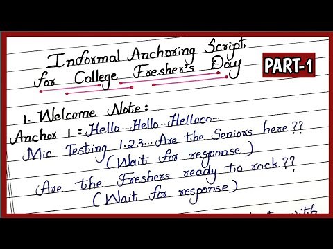 ANCHORING SCRIPT FOR COLLEGE FRESHER'S PARTY| PART-1 College Fresher's Day Program Anchoring Script