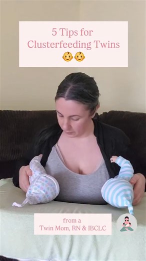 5 Tips for Surviving Cluster Feeding with Twins 🤱👶👶 . Cluster feeding is when your twins have short, frequent feeds at the breast for a few hours (or more!). This is normal & typical behavior in the first 6-12 weeks of breastfeeding and beyond, especially during times of growth spurts and developmental leaps. Cluster feeding typically occurs in the late afternoon and into the evening but can happen at any time of day. . 1. Have realistic expectations! If you are nursing your twins directly at