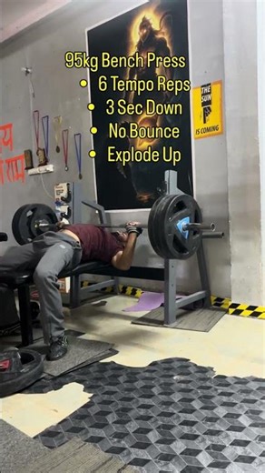 95kg Tempo Bench ×6 | Slow Controlled Reps