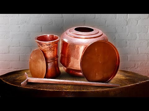 Crafting Masterpiece from Copper Sheet by Skilled Artist