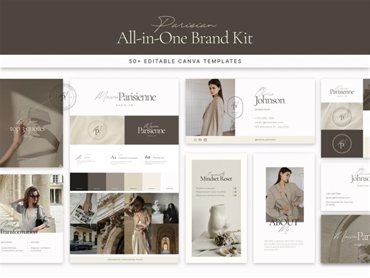 Brand Kit Canva Template Minimalist Editorial Complete Branding Kit for Coaches & Creatives: Logo, Instagram, Business Card Modern Neutral - Etsy