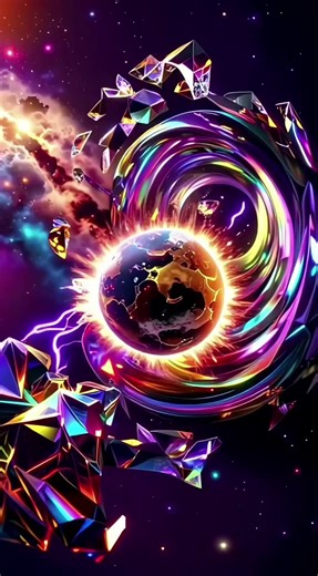Exploding planets, neon fractals, and black‑hole halos collide in a hyperreal psychedelic universe—galaxies shatter and reassemble into sacred‑geometry mandalas. 8K cinematic visuals with ray‑traced reflections, volumetric fog, prismatic auroras, and diamond rain create a mind‑bending loop of cosmic creation and destruction. Trippy space art, fractal mandalas, kaleidoscopic sci‑fi, cosmic rebirth—an immersive, knockout visual trip perfect for reels, edits, VJ loops, meditation, and ASMR vibes. #