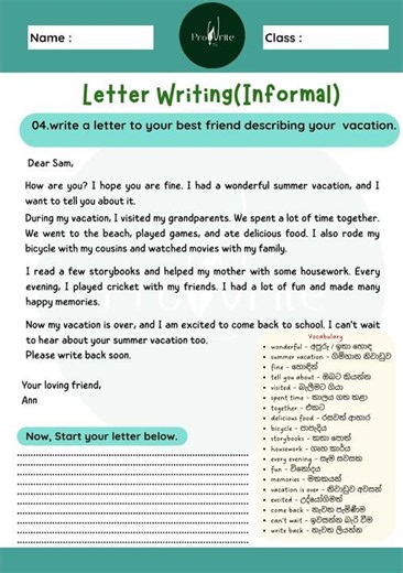Write a letter to your friendILetter Writing Grade 7 & 8IInformal Letter #letterwriting
