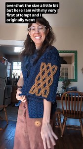 Making the perfect Celtic knot motif for these sleeves has me CONSUMED! Just like Goldilocks, this one is too big, this one is too small, this one is juuuuust right. My next steps are to remake the sleeve so it's not quite as wide. The AI image has some real chunky sleeves, but I'm just not a huge fan of how my first attempt turned out, so I'm going to make it a bit more narrow and then finish up the bottom of the sleeve. Once the sleeves are totally sorted out, I am really excited to work on th