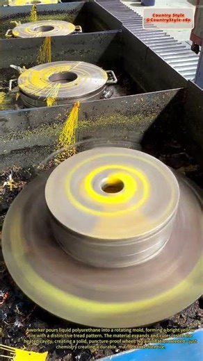 Like cake tire production: solid tire casting for handcarts