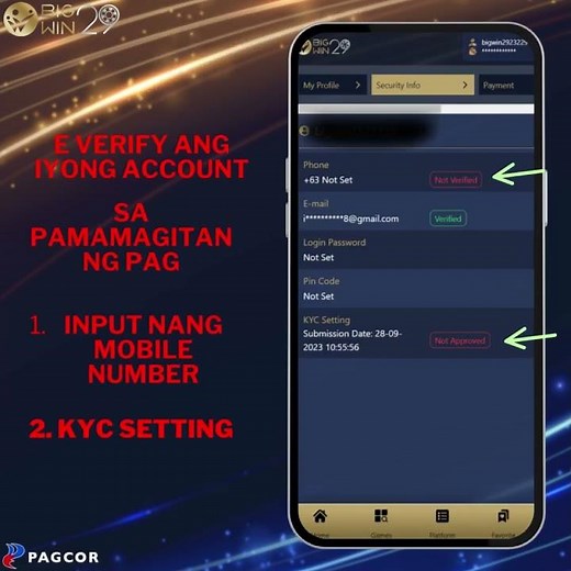 Bigwin29 How to KYC For Online Casino PAGCOR Gcash-Free 120 Bonus after KYC