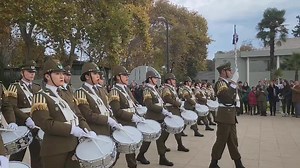 Military Marching Band Performance in Olive Green Uniforms