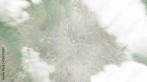 Earth zoom in from space to Naypyidaw, Myanmar. Followed by zoom out through clouds and atmosphere into space. Satellite view. Travel intro. Images from NASA