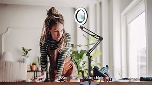 10X Floor Magnifying Glass with Light and Stand, Large 3-in-1 Adjustable Height Lighted Magnifier, 72 LED Floor Lamp 2 Color Stepless Dimmable Arm Swing Floor Magnifying Lamp for Reading, Close Work