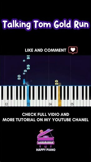 Talking Tom Gold Run Theme Song Piano Easy #piano #pianotutorial #talkingtomgoldrun #easypiano