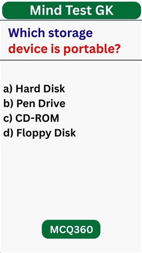 Which storage device is portable? | GK For All Exam | Static GK | SSC Exam Preparation #gkmcq #quiz