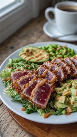 Crispy Seared Ahi Tuna Salad Bowl