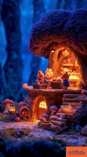 Adorable Squirrels Cooking in a Magical Treehouse