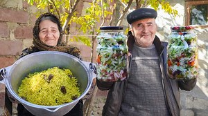 AZERBAIJAN Rural Village Life- Plenty of Vegetable Pickles for Winter and Cooking Bulgur Pilaf | Outdoor Chef