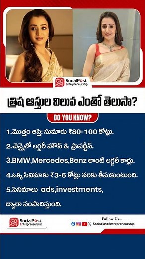 Trisha Net Worth 2026 | #trishakrishnan #trishanetworth #celebritylifestyle #ytshorts #shortsvideo