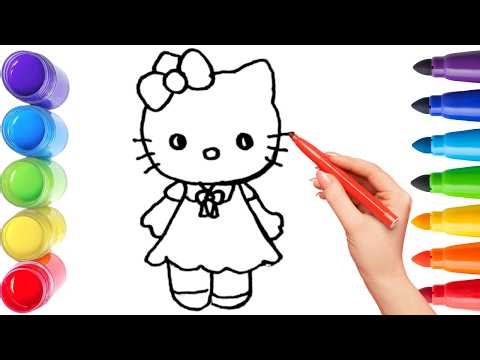 How To Draw cute kitty Drawing, Painting & Coloring For Kids and Toddlers_ Child Art 🐋🌈🎨