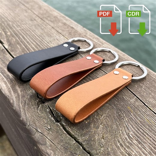Leather Keychain Pattern PDF, DIY Key Holder Template for Cricut, SVG Laser Cut File - Etsy