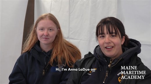 We caught up with Marine Transportation Operations majors Anna LaDue and Hailey Fardon while standing watch in Halifax. Hear what they had to say about Summer Sea Term, life at sea, and putting their training into practice! #SummerSeaTerm #MaineMaritime #WomenAtSea #MarineTransportation #LifeAtSea | Maine Maritime Academy