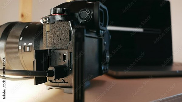 Transferring images and videos from a mirrorless camera to a laptop computer via usb-c cable