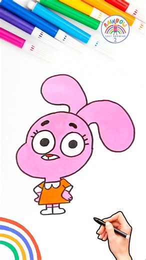Draw Anais Watterson Simple | Draw Anais Watterson Easy Tutorial 🌈🐰 #anais #cartoon #bunny #viral