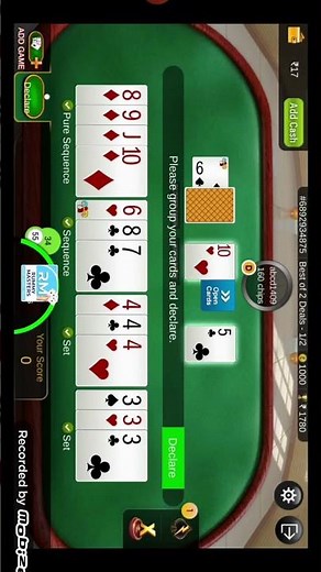 Rummy Circle 2 deal win Rs 1000. #youtubeshorts #rummycircle #rummy #indianrummy #game