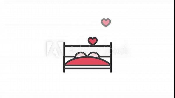 Romantic Couple in Bed Animation | Love, Affection, Cozy Relationship Moment , Couple Relaxing in Bed | Romantic Love Scene, Warm Intimate Moment Animation , Bed Love Couple Animation | Tender Relatio Stock Video
