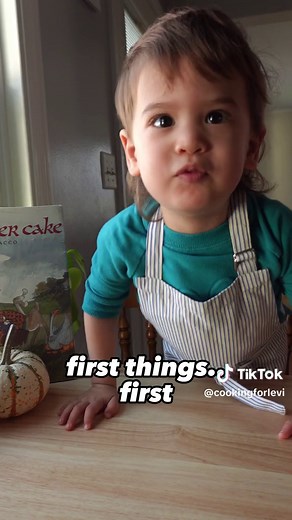 Levi helps make a thunder cake! A recipe from an old children's book that I read when I was young. #thundercake #bookinspired #baking #toddlerbakes