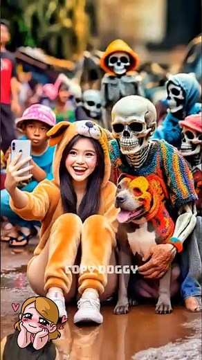 evolution of dog: a cute girl selfie with her grandpa✅#doglove #puppy #dog #shorts #copydoggy