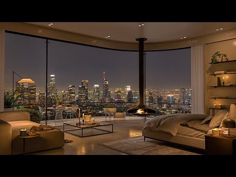 Nighttime Elegance in the City That Never Sleeps | 4K Cozy Bedroom Jazz Ambience 🎷🌃