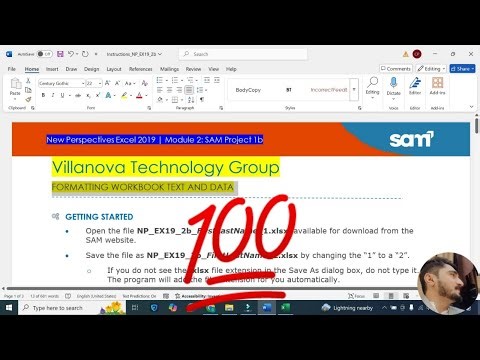 New Perspectives Excel 2019 | Module 2: SAM Project 1b #VillanovaTechnologyGroup #excelmodule2