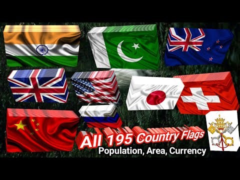All 195 Country Flags Population Currency Land Area Shares Symbols