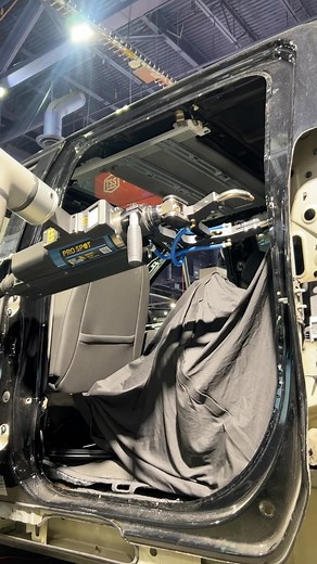 Marshall Cameron on Instagram: "Even if an automated spot welding robot isn’t your thing. It sure would be nice to have those heavy welders on a gimbal like this. Technology already exists for cameras. Need them on our squeeze types. • #sema #semashow #paint #bodyshop #bluecollar #painting #satisfying #autobody #car #truck"