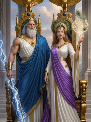 Zeus & Hera · King and Queen of Olympus · Combine Powers 🏛 #zeus #hera #olympus #greekgods #greekmythology #livewallpaper #aiart