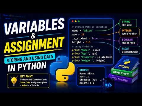 Python Variables Explained for Beginners | Python Tutorial (Store, Assign & Use Data)
