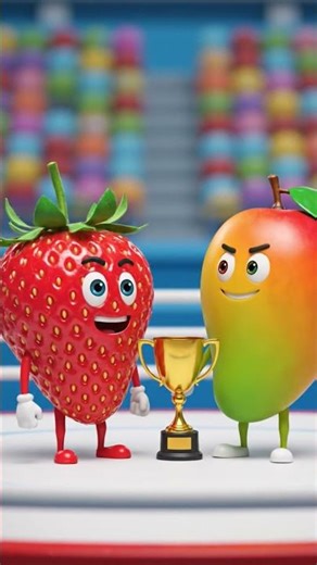 #mango #strawberry #fighting #fruits