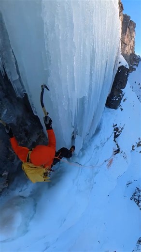 Dani Arnold Ice Climbing Moment When the Ice Pillar Suddenly Breaks