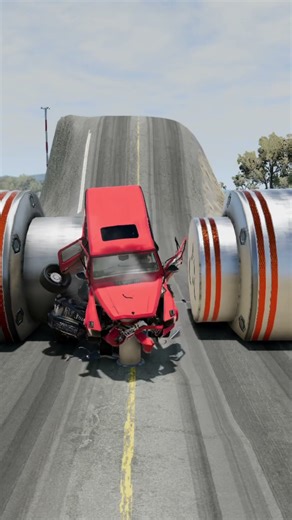 PRO Cars vs Giant Pit Bollards Crash😎 - BeamNG.drive #drive #automobile #bngdrive #crashdrive