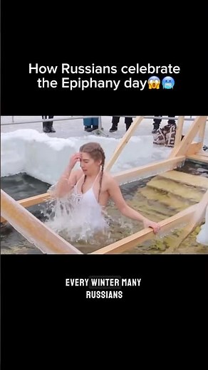 Russian Epiphany ice-bath 😱🥶 #russianculture #russian