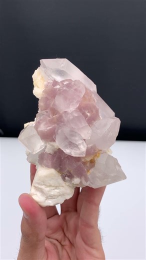 Natural Pink Lepidolite Crystal Cluster with Quartz on Matrix – Beautiful Cubic Formation Mineral
