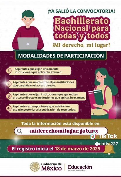 📢✨ Atención, madres y padres de familia de estudiantes de tercero de secundaria ✨📢 📄📌 Les compartimos el enlace donde podrán consultar la convocatoria de ingreso al nivel medio superior. ¡No dejen pasar esta importante información! 🔍✅ https://miderechomilugar.gob.mx/ #dgeti #cbtis227 #educaciontecnologica #educacionmediasuperior #sep #miderechomilugar