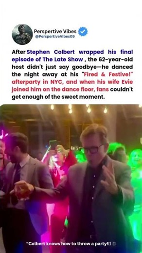 Stephen Colbert's EPIC Dance at "Fired & Festive!" After Party | Wife Evie Steals the Show #viral